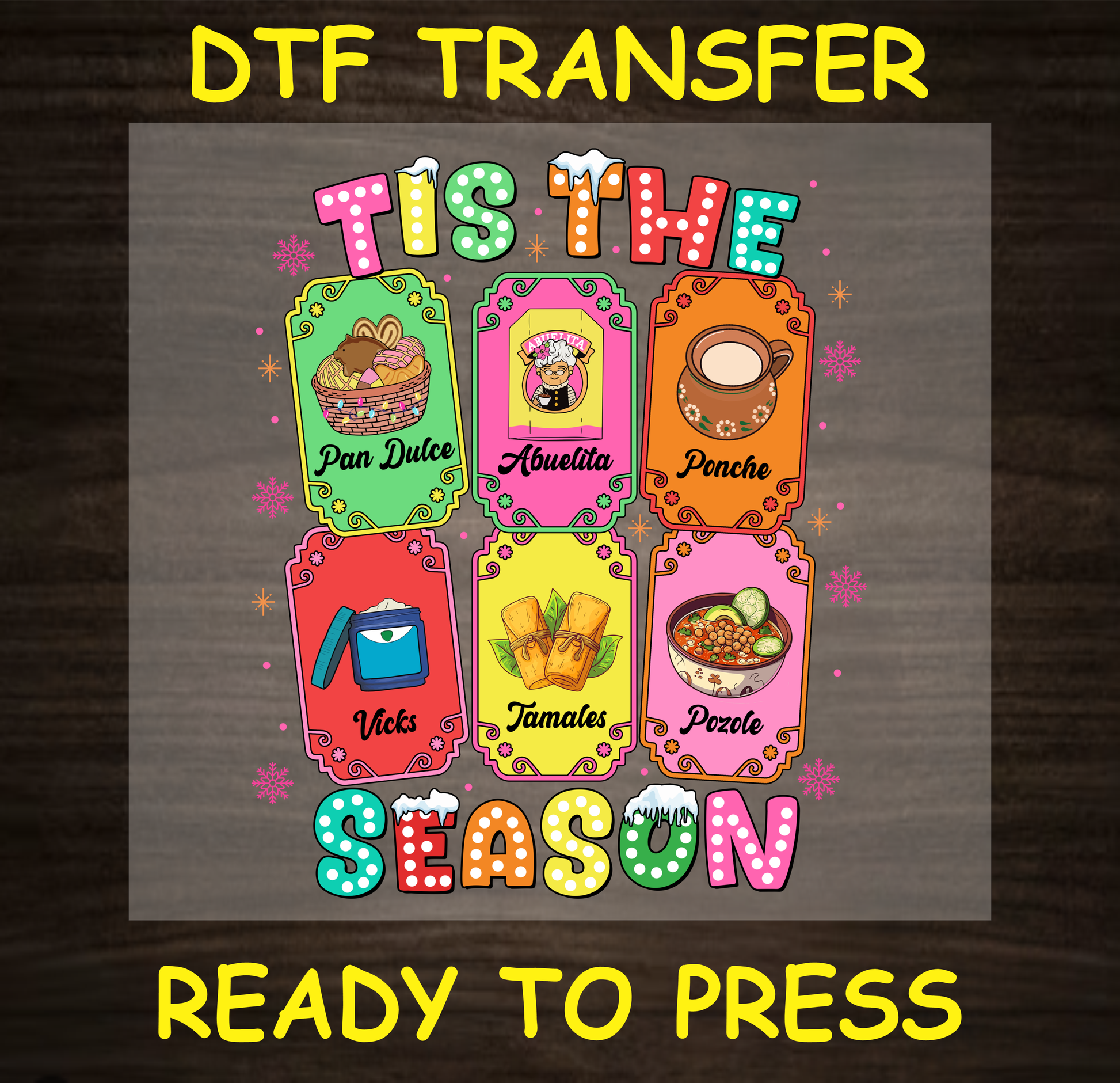 Tis The Season Hispanic Christmas Dtf Transfer - Ready To Press C183