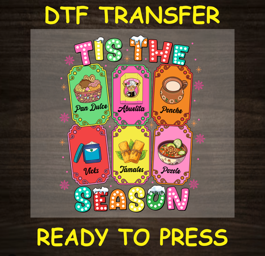 Tis The Season Hispanic Christmas Dtf Transfer - Ready To Press C183