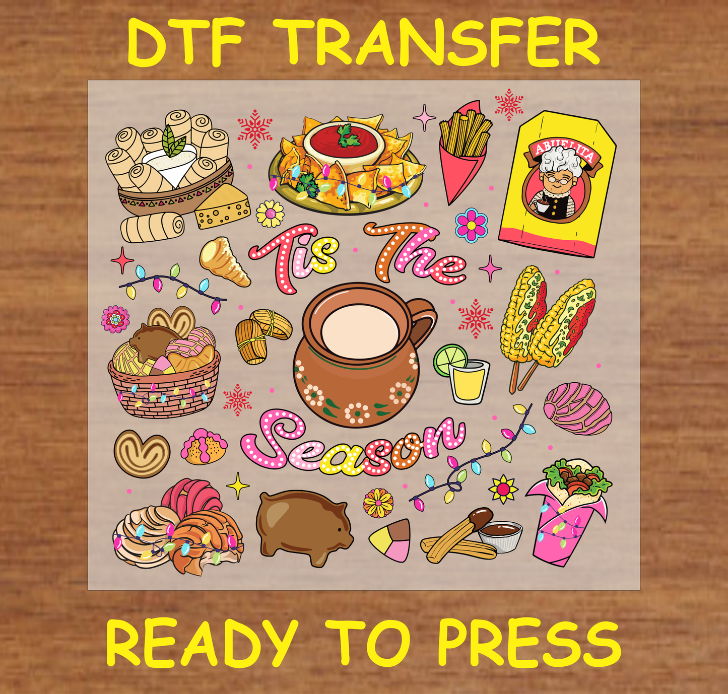 Tis The Season Hispanic Christmas Dtf Transfer - Ready To Press C184