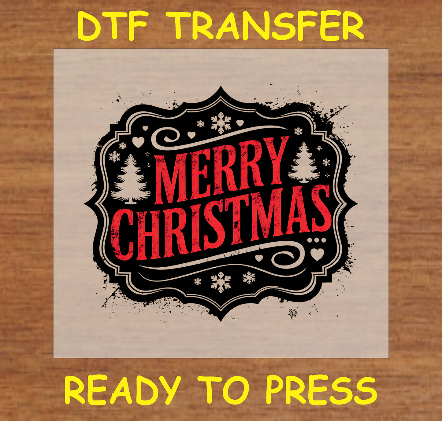 "Merry Christmas DTF Transfer with a festive vintage design"