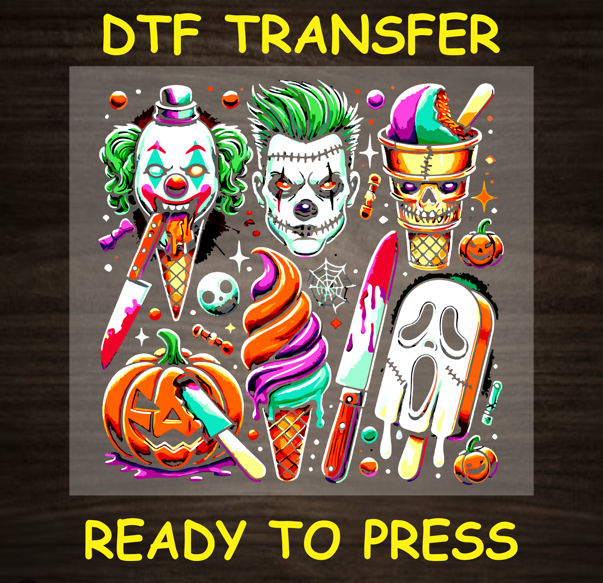 Colorful Halloween Dtf Transfer For Dark Garments - Ready To Press H042