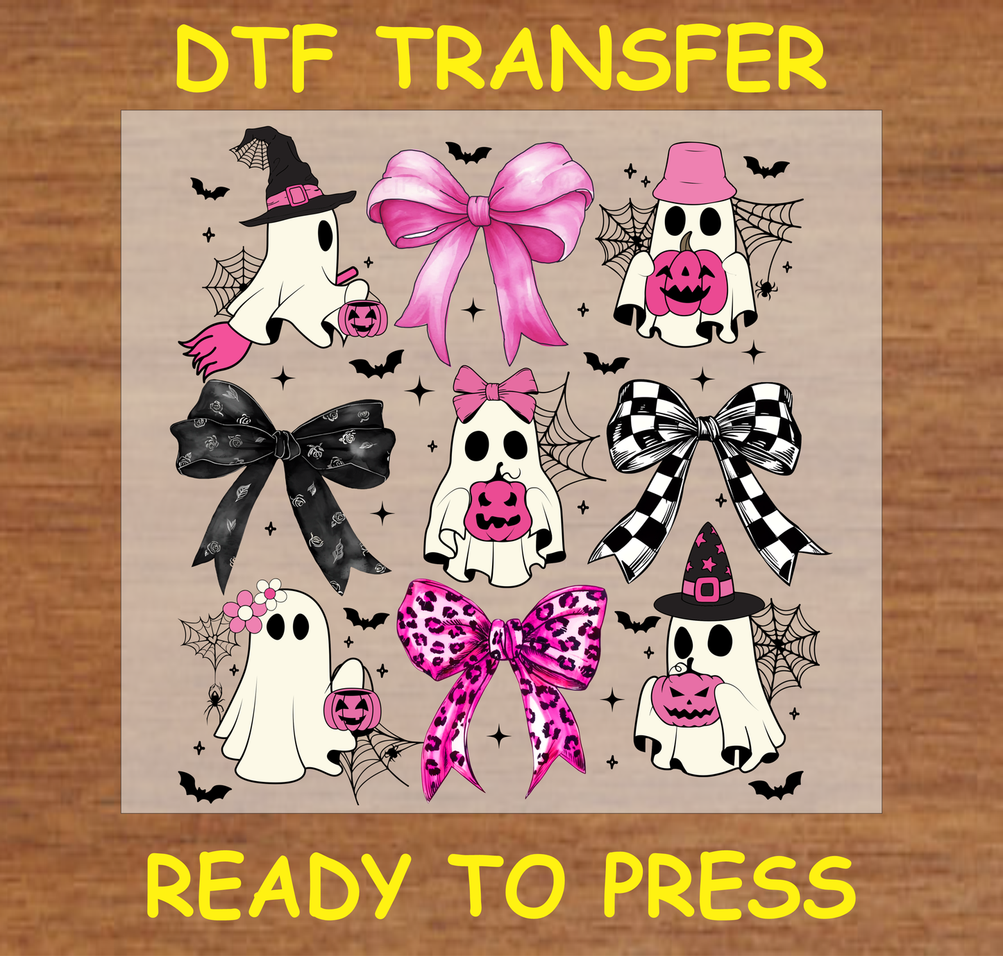 Cute Ghosts and Bows Halloween Dtf Transfer - Ready To Press H043