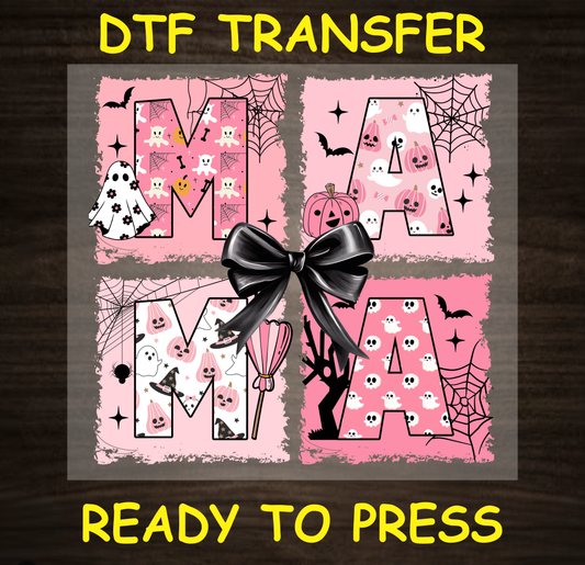 Mama Bow with Cute Ghost Halloween Dtf Transfer - Ready To Press H048