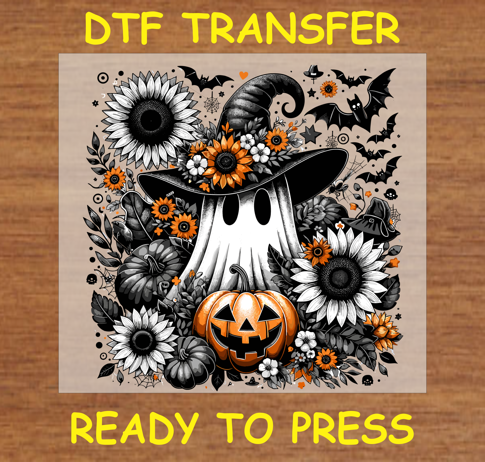 Fall Ghost with Pumpkin Dtf Transfer - Ready To Press H052